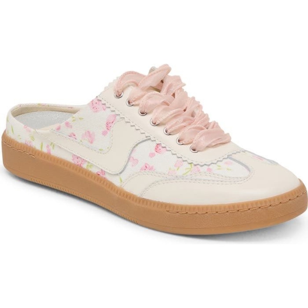 DOLCE VITA Womens Notice Mule Sneaker Size 8 Ribbon Lace‎ Up Pink Floral Leather